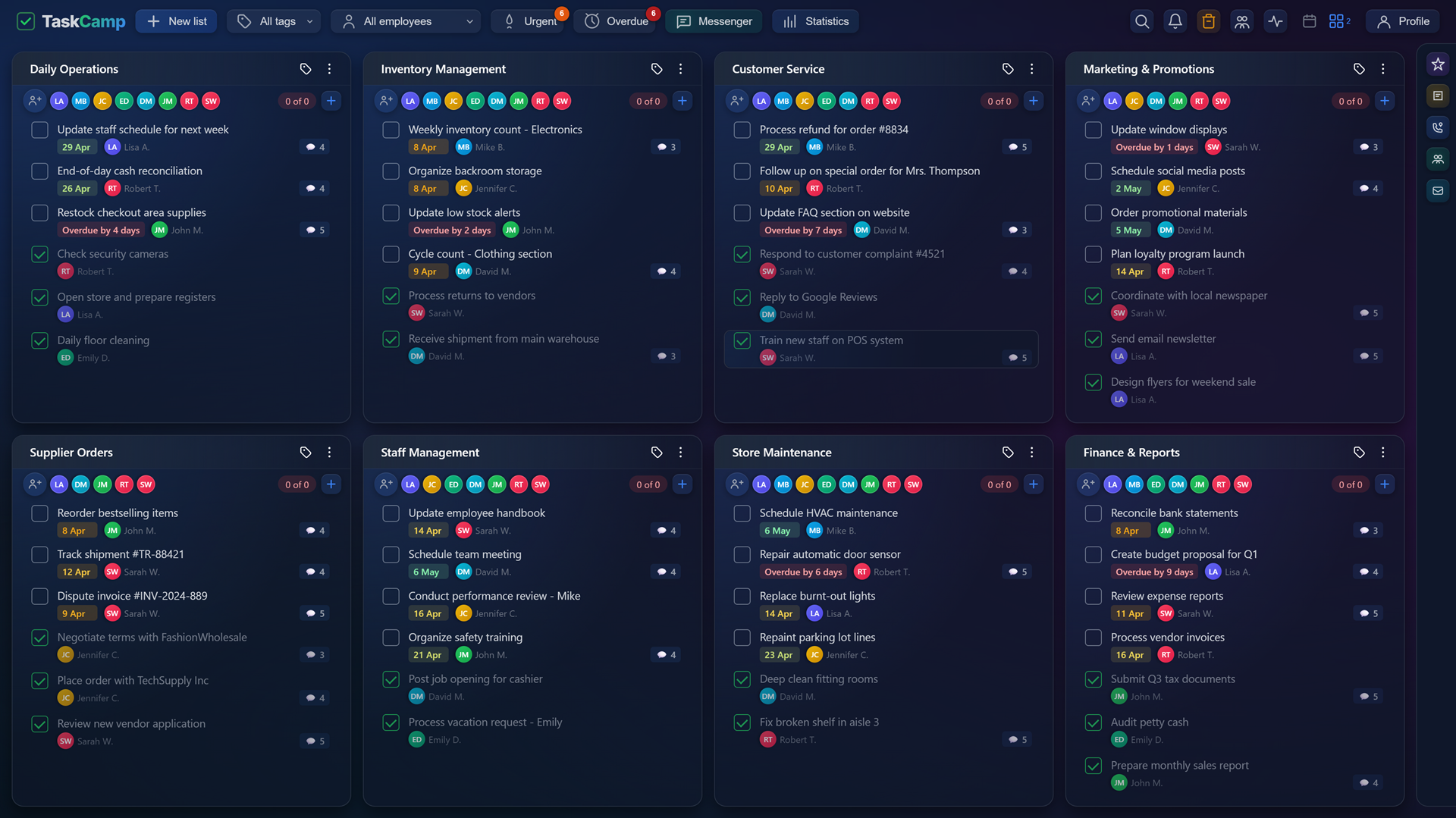 TaskCamp — задачи, списки, команда
